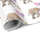 Baby Elephant pink & violet balloon Gift Wrapping Geschenkpapier (Rolleneckpunkt)
