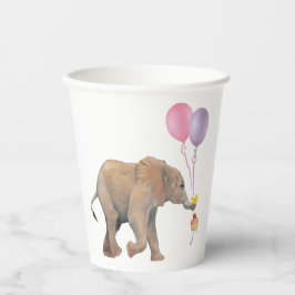 Baby Elephant pink & violet balloon Set x16 Pappbecher