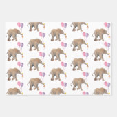 Baby Elephant pink & violet balloon Set x3 Geschenkpapier Set (Vorderseite 2)