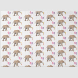 Baby Elephant pink & violet balloon Tissue Paper Seidenpapier