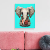 Baby Elephant Playing With Basketball Leinwanddruck (Insitu (Wohnzimmer))