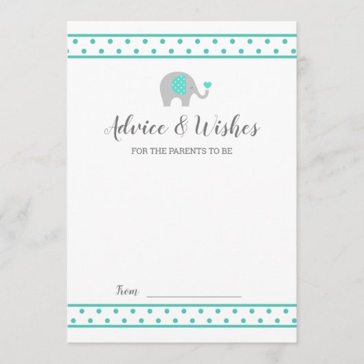 Baby Elephant Polka Dots auf White Shower Advice Hinweiskarte (Vorderseite)