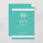 Baby Elephant Polka Dots Baby Shower RSVP Card (Vorne/Hinten)