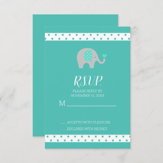 Baby Elephant Polka Dots Baby Shower RSVP Card (Vorne/Hinten)