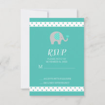 Baby Elephant Polka Dots Baby Shower RSVP Card