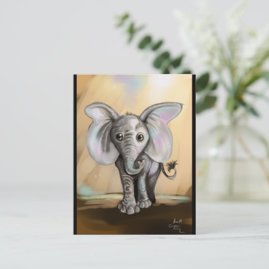 Baby Elephant Postkarte (Stehend Vorderseite)