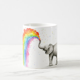 Baby Elephant Rainbow Watercolor Cup Ceramic Mug Kaffeetasse