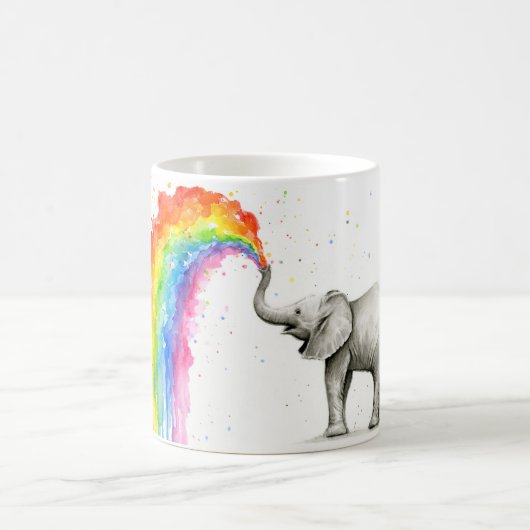 Baby Elephant Rainbow Watercolor Cup Ceramic Mug Kaffeetasse (Mittel)