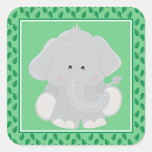 Baby Elephant | Safari Animals Party Quadratischer Aufkleber (Vorderseite)
