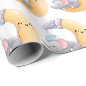 Baby Elephant Schlafen Crescent Moon Babydusche Geschenkpapier (Rolleneckpunkt)