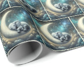 Baby Elephant schläft auf dem Halbmond Geschenkpapier (Rolleneckpunkt)