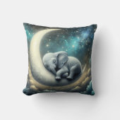 Baby Elephant schläft auf dem Halbmond Kissen (Vorderseite)