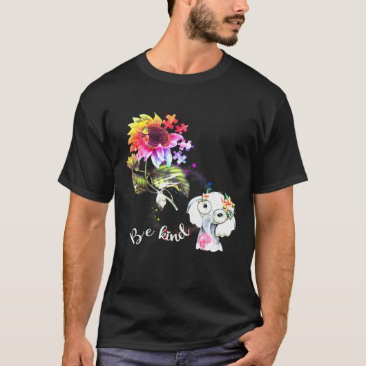 Baby Elephant sei nett farbenfroh Sonnenblumenauti T-Shirt (Vorderseite)