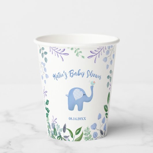 Baby Elephant Song Bird Baby Dusche Pappbecher (Rückseite)