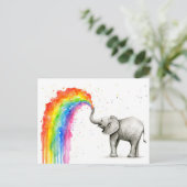 Baby Elephant Spray Rainbow Card Stationery Postkarte (Stehend Vorderseite)