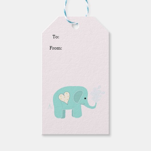 Baby Elephant Spray Water Geschenkanhänger (Vorderseite)