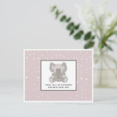 Baby Elephant String Hearts Baby Dusche Vielen Dan Postkarte (Stehend Vorderseite)