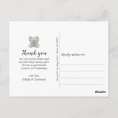 Baby Elephant String Hearts Baby Dusche Vielen Dan Postkarte (Rückseite)