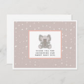 Baby Elephant String Hearts Baby Dusche Vielen Dan Postkarte (Vorne/Hinten)