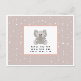 Baby Elephant String Hearts Baby Dusche Vielen Dan Postkarte