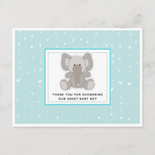 Baby Elephant String Hearts Baby Dusche Vielen Dan Postkarte
