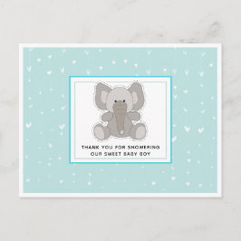 Baby Elephant String Hearts Baby Dusche Vielen Dan Postkarte