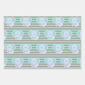 Baby Elephant Stripes Happy Birthday Set of Geschenkpapier Set (Vorderseite 3)