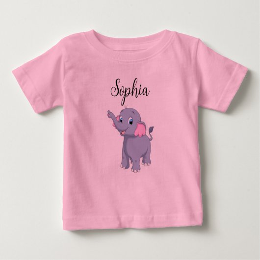 Baby Elephant T - Shirt mit bearbeitbarem Namen (Vorderseite)