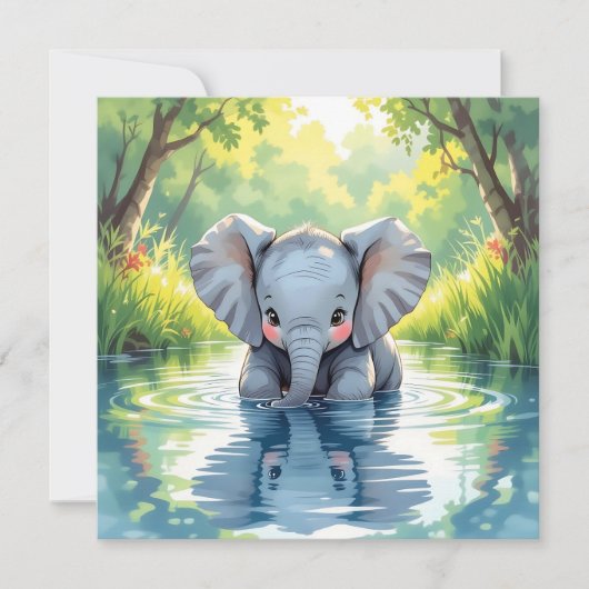 Baby Elephant Themed Baby Dusche Einladung (Vorderseite)