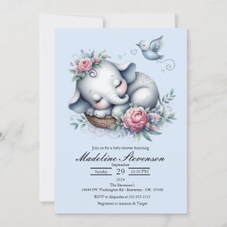Baby Elephant Themed Baby Dusche Einladung