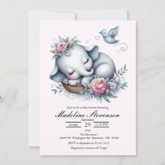 Baby Elephant Themed Baby Dusche Einladung