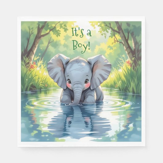Baby Elephant Themed Baby Dusche Serviette (Vorderseite)
