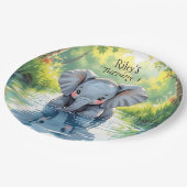 Baby Elephant Themed  Birthday Party Personalized Pappteller (Schrägansicht)