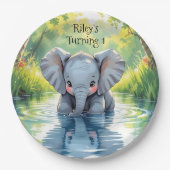 Baby Elephant Themed  Birthday Party Personalized Pappteller (Vorderseite)