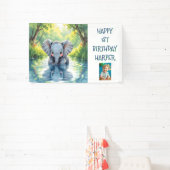 Baby Elephant Themed Personalized Birthday Party Banner (InSitu)