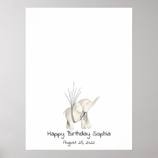 Baby Elephant Thumbprint Gastbuch Poster