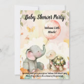 Baby Elephant & Turtle Baby Dusche Einladung (Vorderseite)