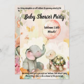 Baby Elephant & Turtle Baby Dusche Einladung (Vorne/Hinten)