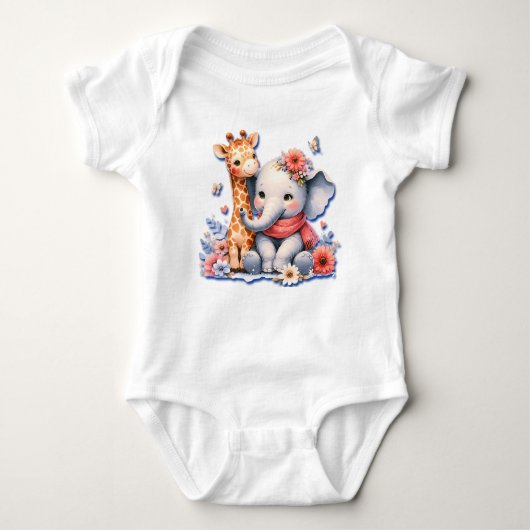 Baby Elephant und Baby Giraffe Besties Baby Strampler (Vorderseite)