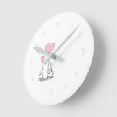 Baby Elephant und Mama oder Vater Rosa Herzblasen Runde Wanduhr (Winkel)