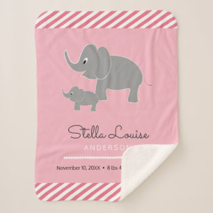 Baby Elephant und Umbrella Baby Girl Ankündigung Sherpadecke