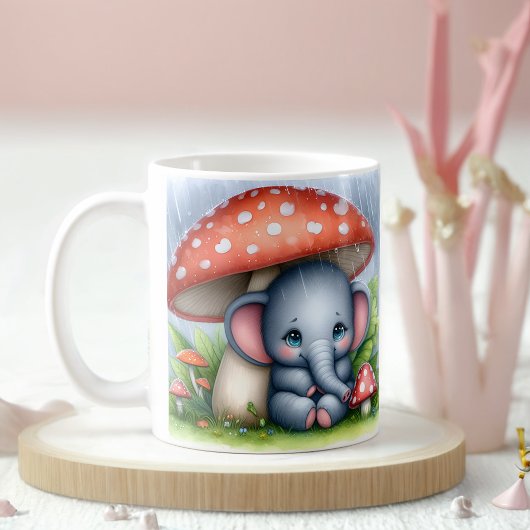 Baby Elephant unter Pilzschirm Kaffeetasse