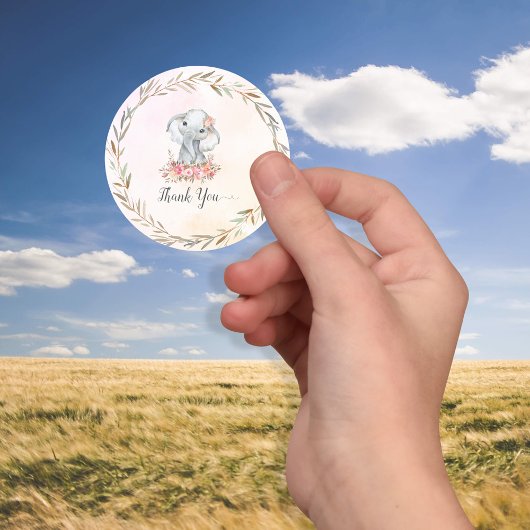 Baby Elephant Vielen Dank Runder Aufkleber