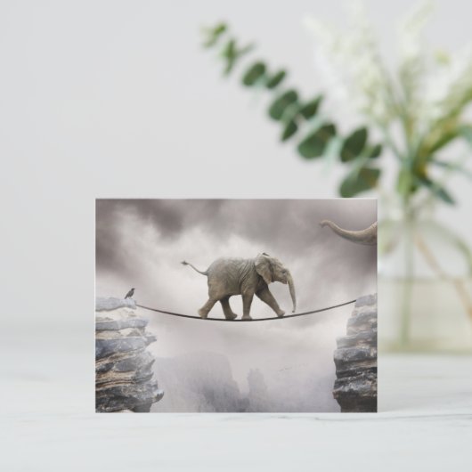 Baby Elephant wagt eine Gratwanderung Postkarte (Stehend Vorderseite)