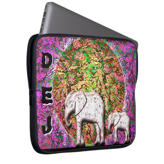 Baby Elephant Walk (Mit Monogramm Accessoire Bag) Laptopschutzhülle (Vorne Rechts)