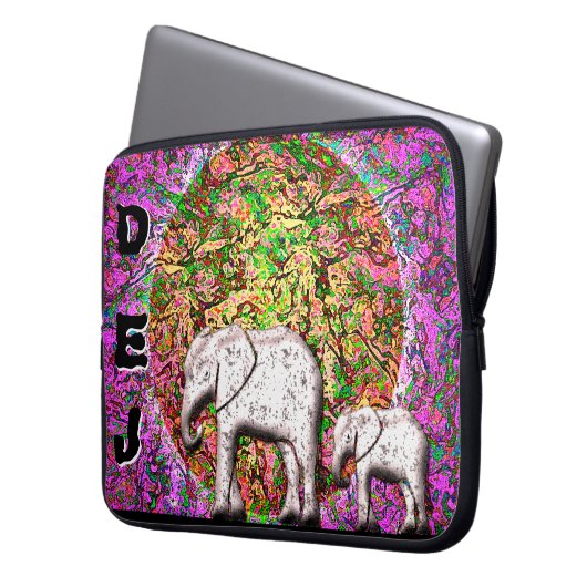 Baby Elephant Walk (Mit Monogramm Accessoire Bag) Laptopschutzhülle (Vorderseite Links)