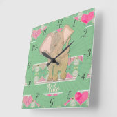 Baby Elephant Wall Clock Quadratische Wanduhr (Winkel)
