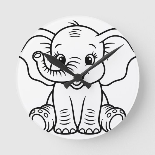 Baby Elephant Wall Clock Runde Wanduhr (Vorderseite)
