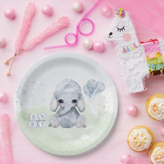 Baby Elephant Watercolor Animals Pappteller (Party)