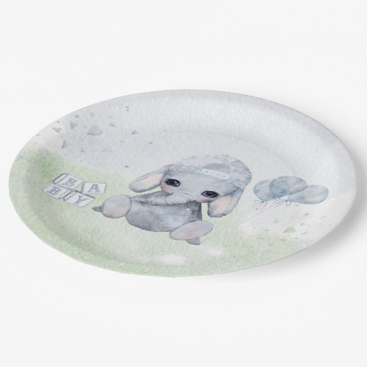 Baby Elephant Watercolor Animals Pappteller (Schrägansicht)